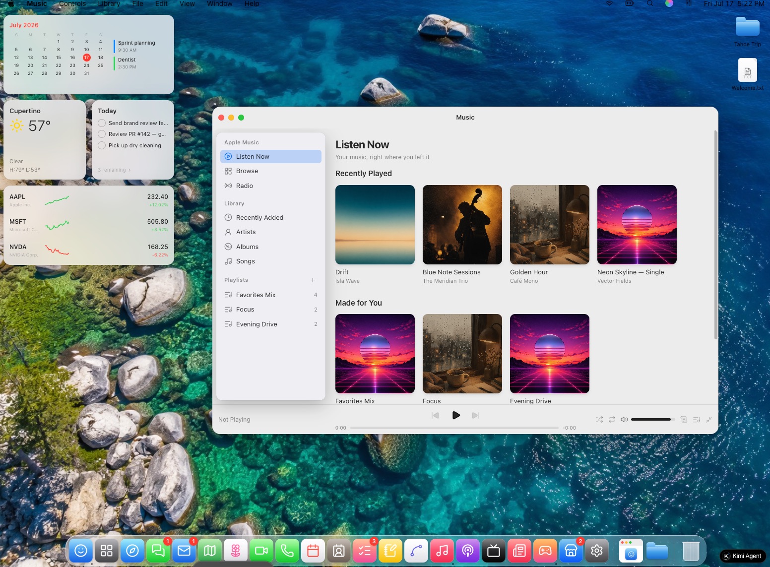 Kimi K3 generated macOS 27 web version screenshot